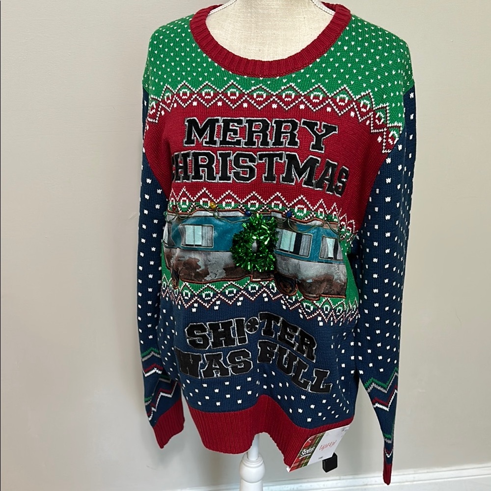 Spencer’s National Lampoon Festive Christmas Sweater - Red, Green, Blue‎ Lights